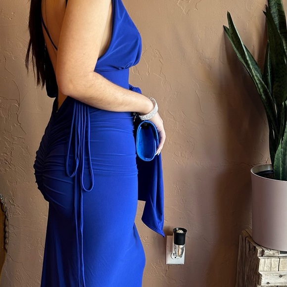 Royal Blue One Sleeve Maxi Dress NWT - Picture 9 of 10
